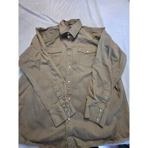Carhartt Pearl Snaps Tan Men's Size 2XL Work Shirt